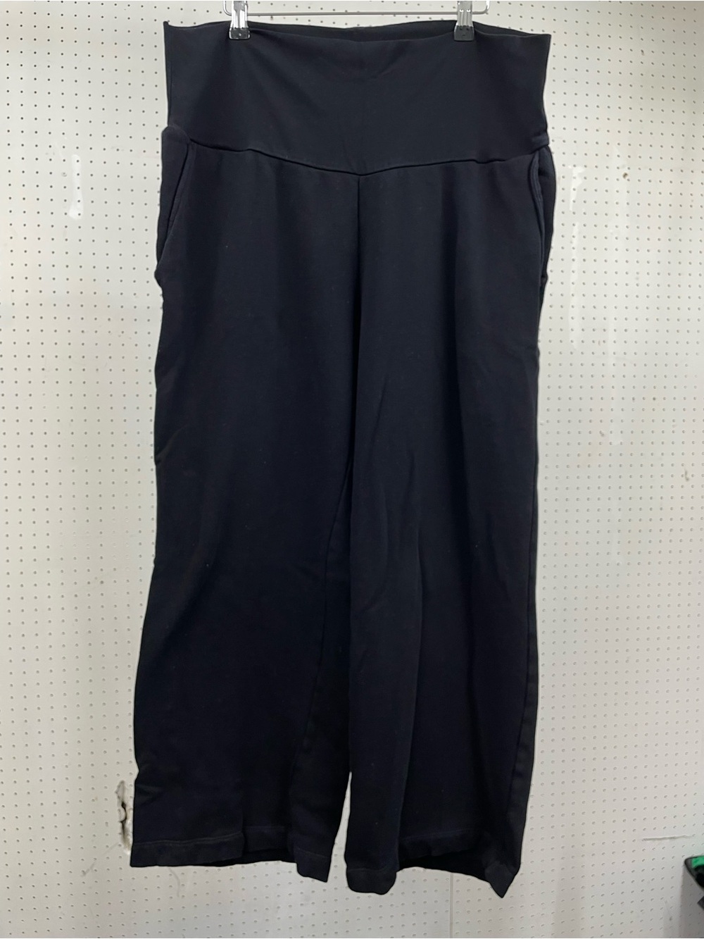 Old Navy Women’s Large Maternity Wide Leg Sweat Pants Black Cotton Size Stretchy